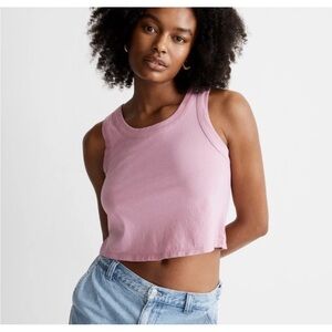 Madewell Softfade Cotton Pink Boxy Crop Tank Top 2X